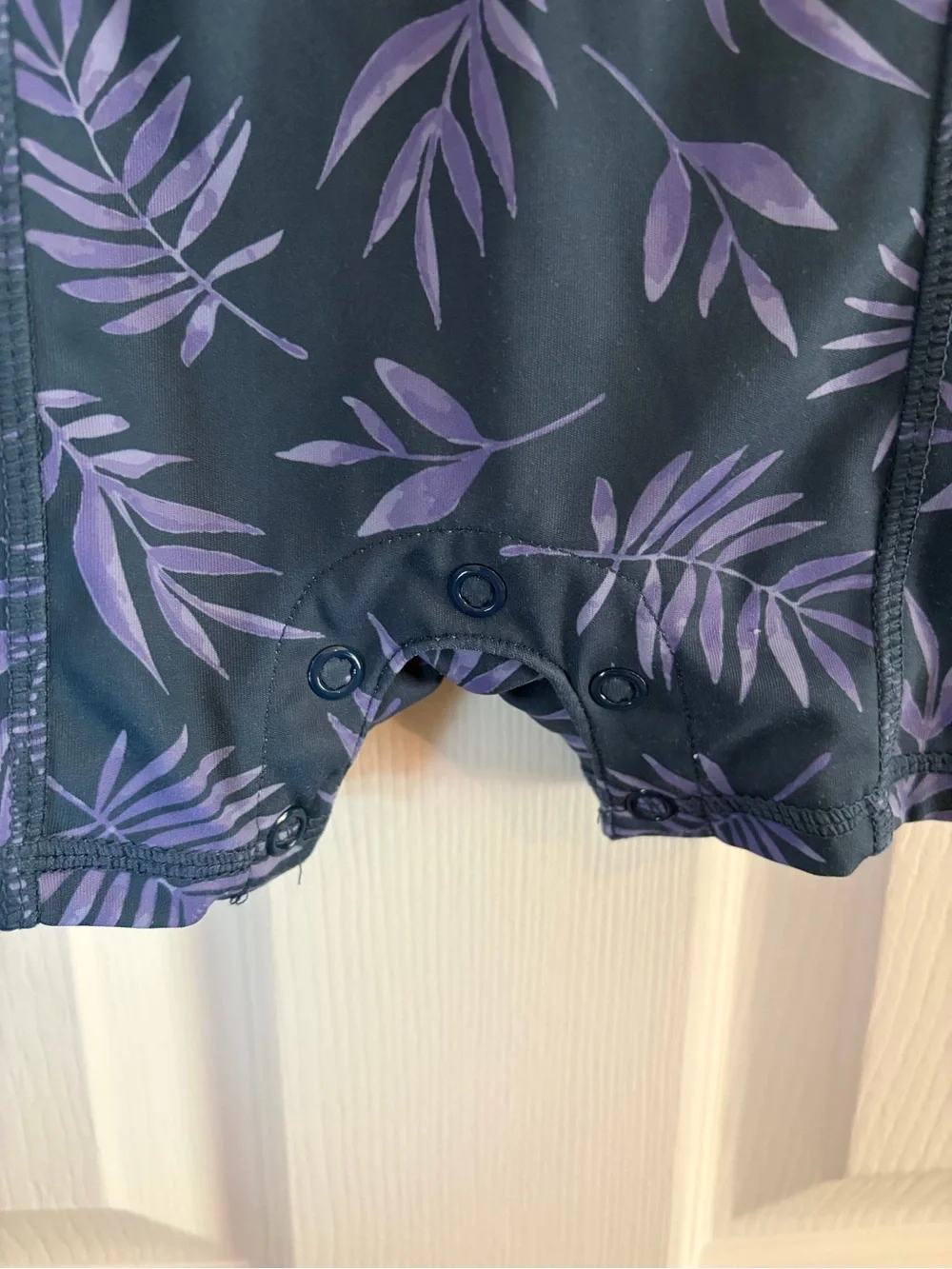 Eddie Bauer Navy Rashguard Swimsuit with Lavender Tropical Leaf Print - 12M